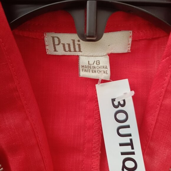 🤑$5 SALE🤑L/G 👗Puli Italy Asymmetrical orange / papaya dress tunic - Picture 8 of 9